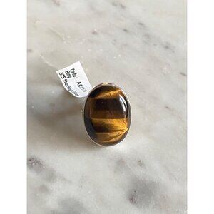 NEW Tiger Eye Oval Sterling Silver Ring Size 6.5